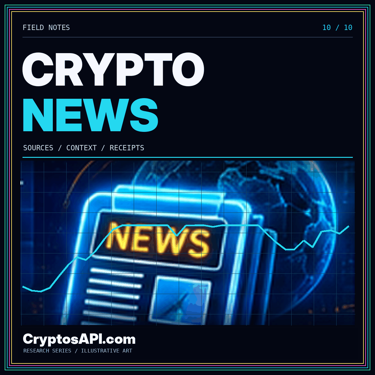 CRYPTO / NEWS — neon cryptocurrency chart artwork for CryptosAPI.com