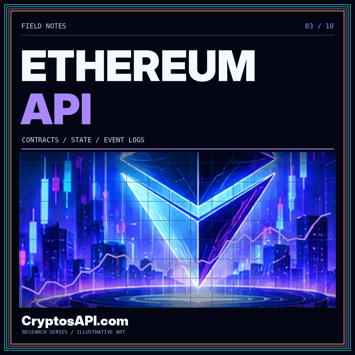 ETHEREUM / API — neon cryptocurrency chart artwork for CryptosAPI.com