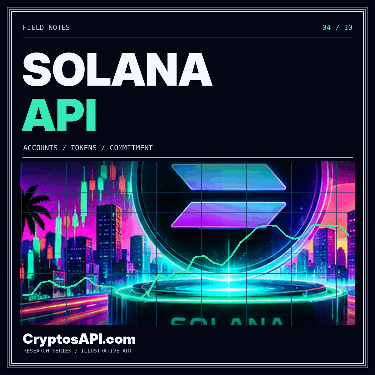 SOLANA / API — neon cryptocurrency chart artwork for CryptosAPI.com
